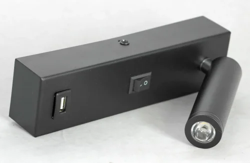 Бра с выключателем LED с usb Cozy LSP-8242 Lussole чёрный на 1 лампа, основание чёрное в стиле современный для чтения фото 4