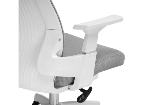 Компьютерное кресло Flok gray / white 15607 Woodville, серый/сетка, ножки/пластик/белый, размеры - *1240***620*660 фото 7