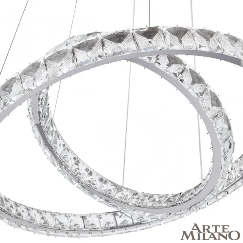 Люстра подвесная LED с пультом AM-Venezia 311311/D800-D600 NI Arte Milano прозрачная на 1 лампу, основание никель в стиле современный кольца с пультом фото 8