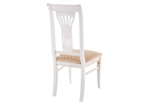 Деревянный стул Roy W/З молочный с патиной 438340 Woodville, бежевый/ткань, ножки/массив бука дерево/белый, размеры - ****490*530 фото 4