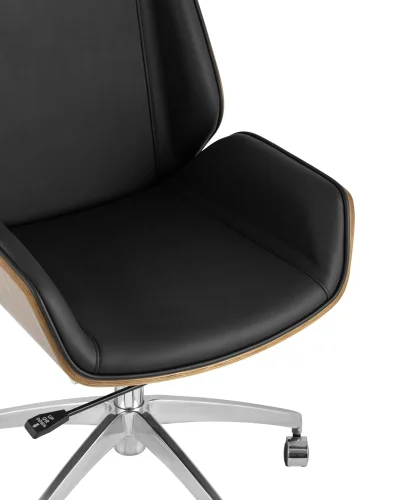 Кресло офисное TopChairs Crown, черное УТ000030887 Stool Group, чёрный/экокожа, ножки/металл/хром, размеры - ****600*620 фото 4