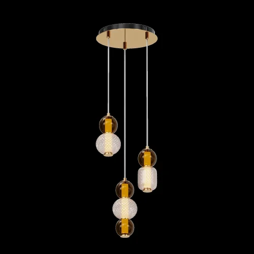 Светильник подвесной LED Drop MOD273PL-L33G3K Maytoni серый янтарный на 3 лампы, основание золотое в стиле современный каскад фото 12