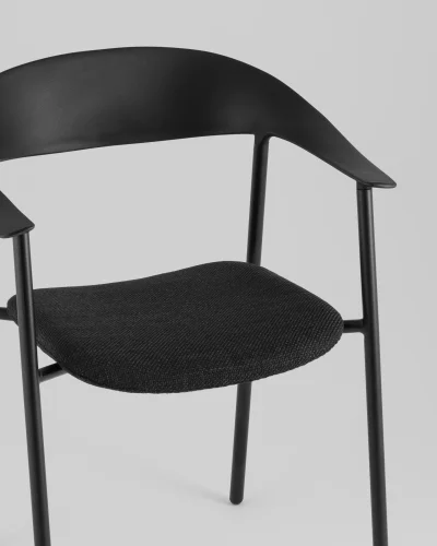 Стул Eila, с подушкой, пластик черный УТ000039776 Stool Group, чёрный/рогожка, ножки/пластик/чёрный, размеры - *775***502*591 фото 7