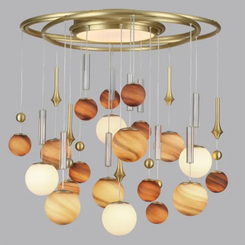Люстра подвесная Callisto 5457/21C Odeon Light белая коричневая на 20 ламп, основание золотое в стиле современный арт-деко шар фото 5