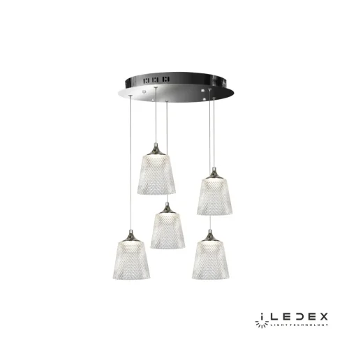Светильник подвесной LED Flora WD8007-5 CR iLedex прозрачный 1 лампа, основание хром в стиле современный хай-тек каскад фото 2