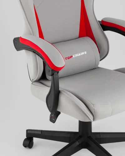 Кресло спортивное TopChairs Phantom, ткань, серо-красный УТ000039472 Stool Group, серый/текстиль, ножки/полимер/чёрный, размеры - 1250*1350***490*470 фото 9