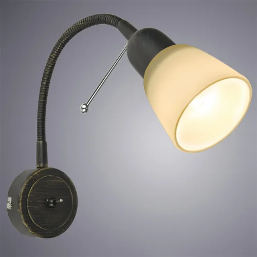 Бра с выключателем LETTURA A7009AP-1BR Arte Lamp бежевый на 1 лампа, основание коричневое в стиле модерн гибкая ножка фото 2