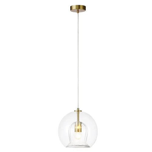 Светильник подвесной LUISA SP1 BRASS/TRANSPARENT Crystal Lux прозрачный 1 лампа, основание латунь в стиле современный шар фото 2