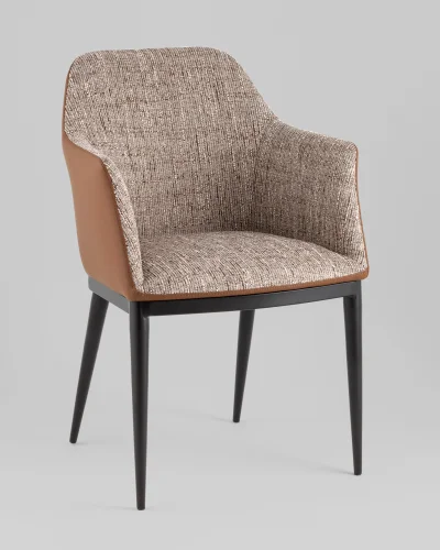 Стул обеденный Itan NC, коричневый с коричневой экокожей УТ000040693 Stool Group, коричневый/рогожка, ножки/металл/чёрный, размеры - ****590*555