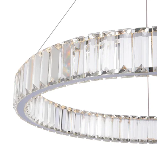 Светильник подвесной LED с пультом Tier FR5257PL-L25CH Freya прозрачный на 1 лампу, основание хром в стиле современный кольца фото 3