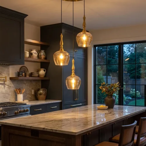 Светильник подвесной Nort CL475012 Citilux янтарный на 3 лампы, основание бронзовое в стиле современный классический каскад фото 5