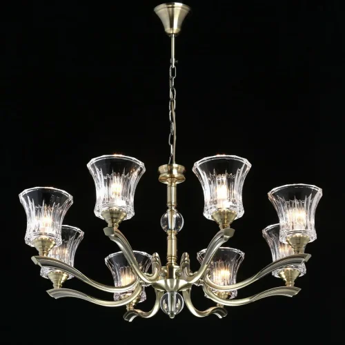 Люстра подвесная Аманда 481013908 MW-Light прозрачная на 8 ламп, основание античное бронза в стиле классический  фото 2