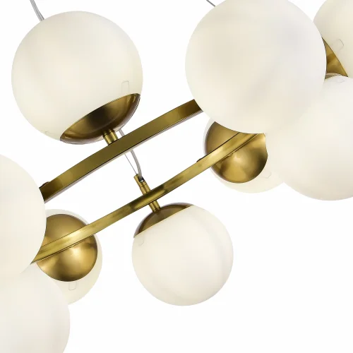 Люстра подвесная Fratta SLE1191-203-12 Evoluce белая на 12 ламп, основание золотое в стиле современный шар фото 3