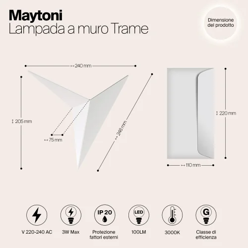 Бра LED Trame C808WL-L3W Maytoni белый на 1 лампу, основание белое в стиле современный фото 8