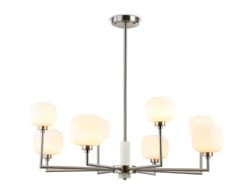 Люстра на штанге LH53003 Ambrella light белая на 8 ламп, основание никель в стиле классический 