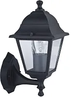 Настенный светильник Leon 1812-1W Favourite уличный IP44 чёрный 1 лампа, плафон прозрачный в стиле кантри классический E27