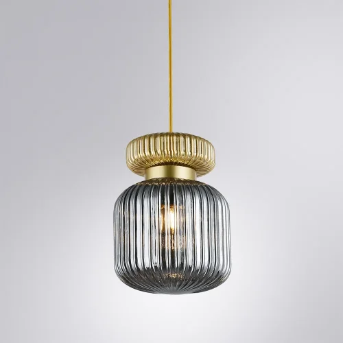 Светильник подвесной Hamal A6170SP-1GO Arte Lamp чёрный серый 1 лампа, основание золотое в стиле лофт современный выдувное фото 3