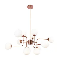 Люстра на штанге Erich MOD221-PL-12-G Maytoni белая на 12 ламп, основание золотое в стиле современный шар