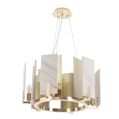 Люстра подвесная DELUXE SP6 Crystal Lux белая на 6 ламп, основание золотое в стиле современный  фото 5