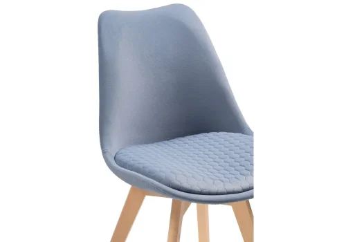 Деревянный стул Bonuss blue / wood 15090 Woodville, голубой/велюр, ножки/массив бука дерево/натуральный, размеры - ****500*560 фото 5