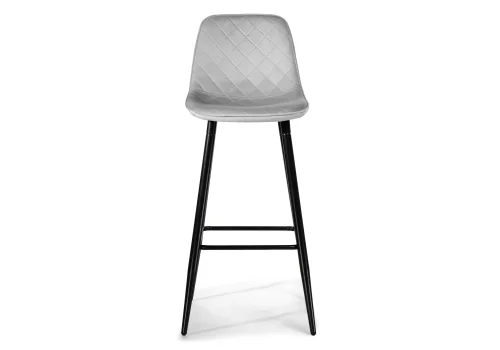 Барный стул Capri light gray / black 15129 Woodville, серый/велюр, ножки/металл/чёрный, размеры - ****435*490 фото 2