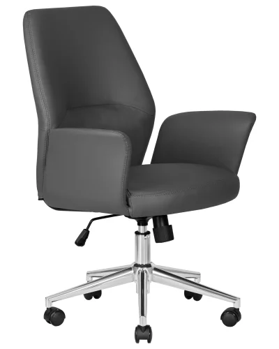 Офисное кресло для руководителя 125B-LMR SAMUEL, цвет серый Dobrin, серый/экокожа, ножки/металл/хром, размеры - 960*1060***640*650 фото 2