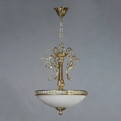 Люстра подвесная  TOLEDO 02155 WP AMBIENTE by BRIZZI белая на 5 ламп, основание бронзовое в стиле классика 