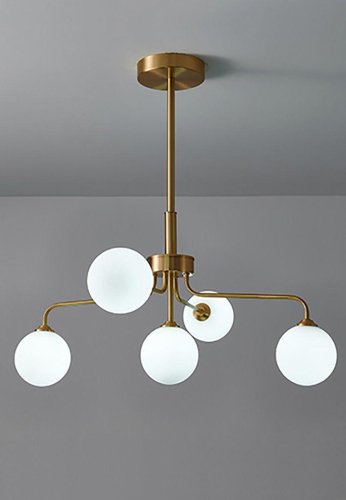 Люстра подвесная Heavy V2181-C Moderli белая на 5 ламп, основание латунь в стиле современный шар фото 2