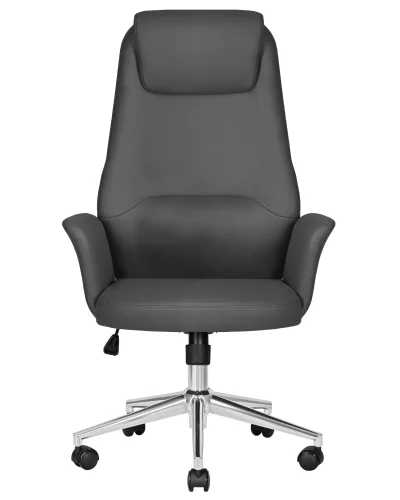 Офисное кресло для руководителя 126B-LMR COLTON, цвет серый Dobrin, серый/экокожа, ножки/металл/хром, размеры - 1125*1225***650*650 фото 6