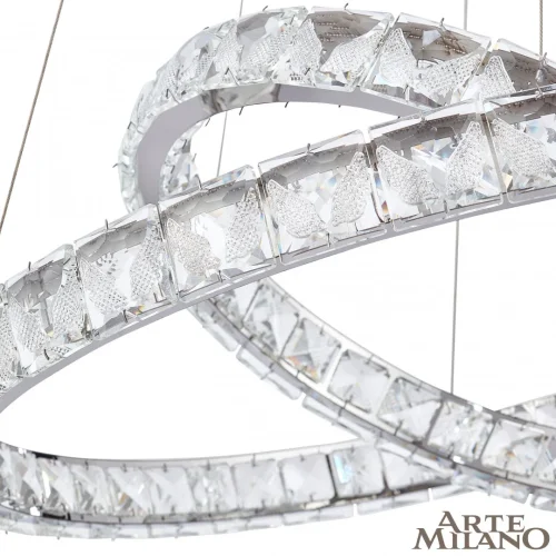 Люстра подвесная LED с пультом AM-Venezia 311311/D800-D600 NI Arte Milano прозрачная на 1 лампу, основание никель в стиле современный кольца с пультом фото 5