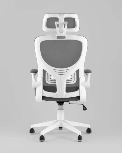 Кресло офисное TopChairs Airone, серый, в ткани УТ000040352 Stool Group, серый/сетка текстиль, ножки/металл/белый, размеры - *1250**** фото 6
