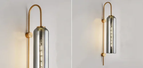 Бра ARTICOLO float Wall Sconce Gray 156166-22 ImperiumLoft серый на 1 лампу, основание золотое в стиле современный фото 2