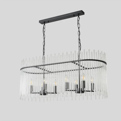 Люстра подвесная CLARO SP8 Crystal Lux прозрачная на 8 ламп, основание чёрное в стиле современный фото 3