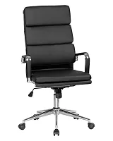 Офисное кресло для руководителей DOBRIN ARNOLD (чёрный) цвет сиденья чёрный, цвет основания хромированная сталь Dobrin, чёрный/экокожа, ножки/металл/, размеры - 1090*1160****