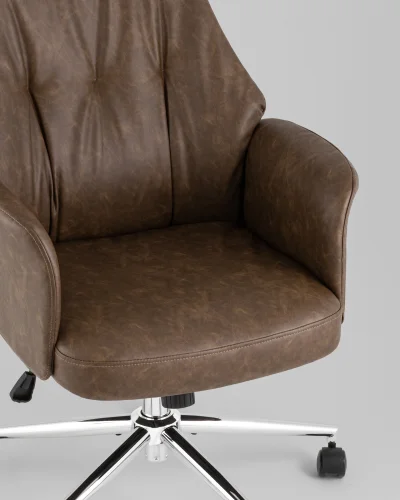 Кресло офисное TopChairs Neoma, коричневый, экокожа УТ000041776 Stool Group, /, ножки//, размеры - ***** фото 5