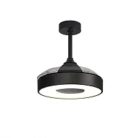 Люстра с вентилятором LED с пультом Coin 8221 Mantra белая чёрная на 1 лампа, основание чёрное в стиле современный хай-тек с пультом