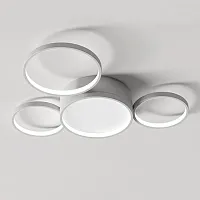 Люстра потолочная в виде колец TWINE 4 rings White 204614-26 ImperiumLoft белая на 1 лампа, основание белое в стиле современный кольца