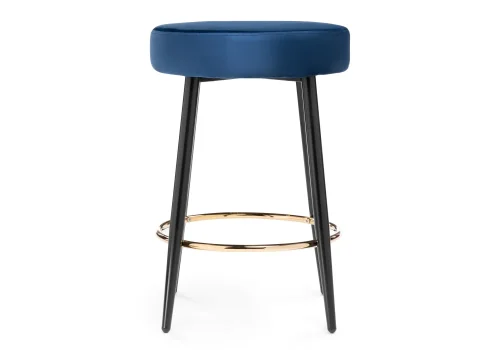 Барный стул Plato dark blue 15058 Woodville, синий/велюр, ножки/металл/чёрный, размеры - ****430*430 фото 2