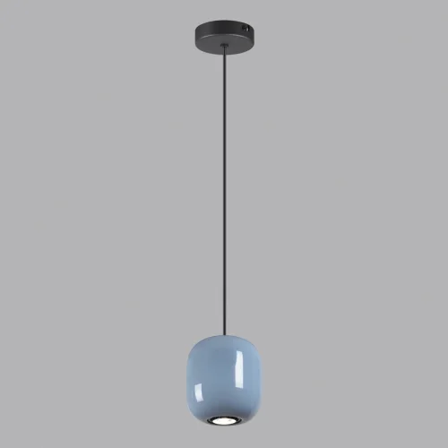 Светильник подвесной Ovali 5053/1B Odeon Light голубой 1 лампа, основание чёрное в стиле современный шар фото 4