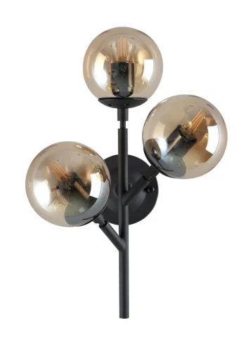 Бра MEDEA AP3 Crystal Lux прозрачный янтарный на 3 лампы, основание чёрное в стиле современный 