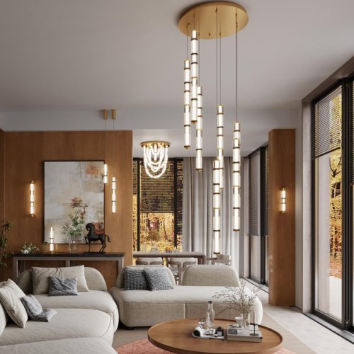 Бра LED Collier 5455/60WL Odeon Light прозрачный на 1 лампу, основание латунь античное бронза в стиле современный фото 3