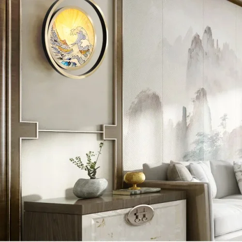 Настенный светильник AKIRA WAVE WALL 151427-26 ImperiumLoft бежевый на 1 лампу, основание латунь в стиле современный лофт фото 4