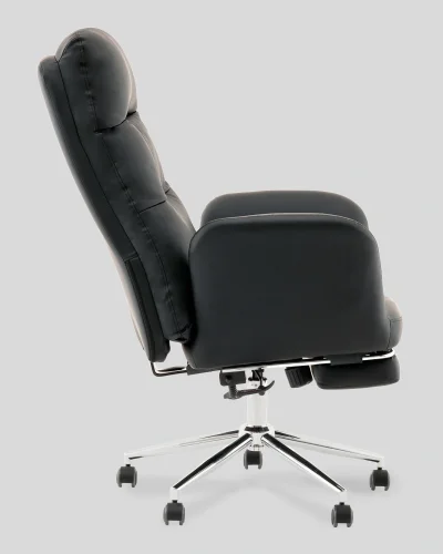 Кресло руководителя TopChairs Solid с оттоманкой, черный УТ000040808 Stool Group, чёрный/экокожа, ножки/металл/хром, размеры - 1200*1280**** фото 9