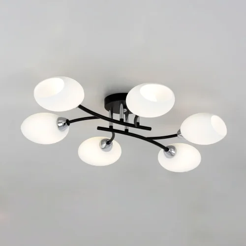 Люстра потолочная Флорида CL148165 Citilux белая на 6 ламп, основание чёрное в стиле современный  фото 6