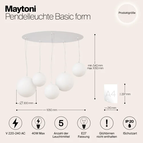 Люстра подвесная Basic form MOD321PL-05W1 Maytoni белая на 5 ламп, основание белое в стиле современный фото 6