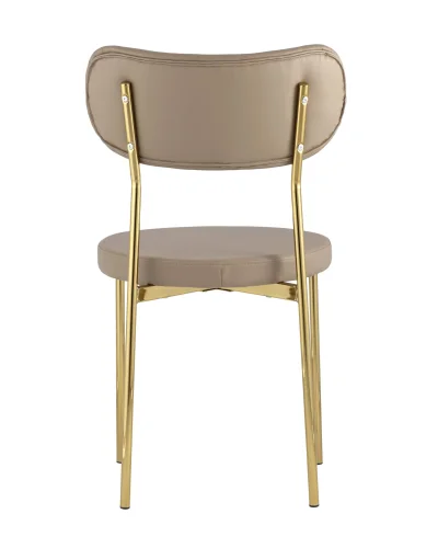 Стул обеденный Барбара, экокожа бежевая, золотые ножки УТ000028059 Stool Group, бежевый/экокожа, ножки/металл/золотой, размеры - ****485*535 фото 3