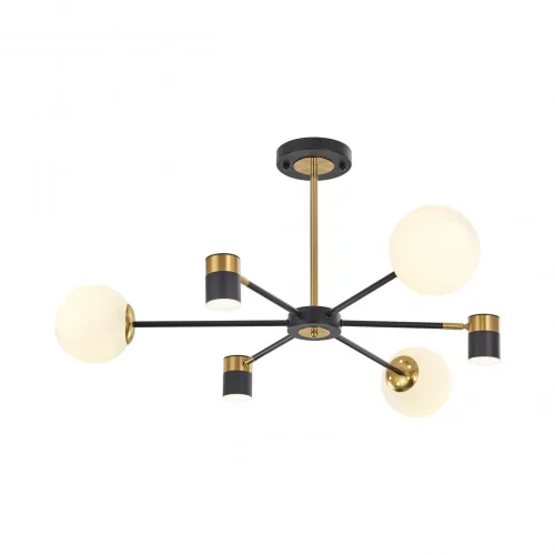 Люстра на штанге LED Ferrara-71040 274802/6 BK/GD Arte Milano белая на 6 ламп, основание чёрное в стиле современный фото 14
