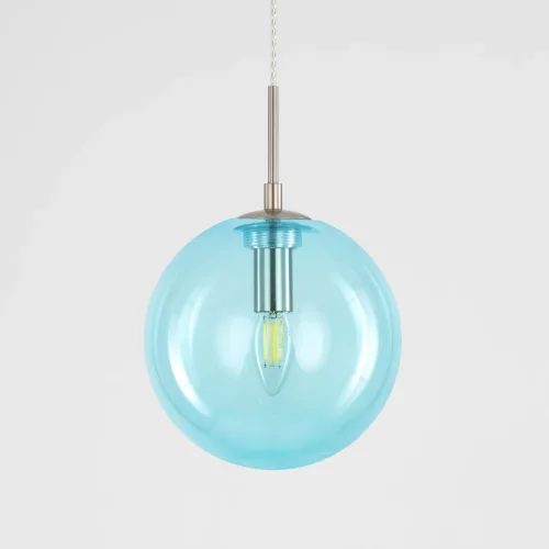 Светильник подвесной Томми CL102627 Citilux голубой 1 лампа, основание матовое хром в стиле современный шар фото 7