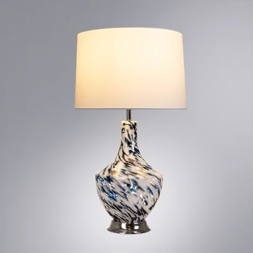 Настольная лампа Sheratan A5052LT-1CC Arte Lamp белая 1 лампа, основание голубое хром стекло металл в стиле современный прованс  фото 2