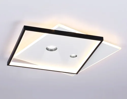 Светильник потолочный LED с пультом FL5065 Ambrella light белый чёрный 1 лампа, основание белое в стиле современный хай-тек квадраты фото 4